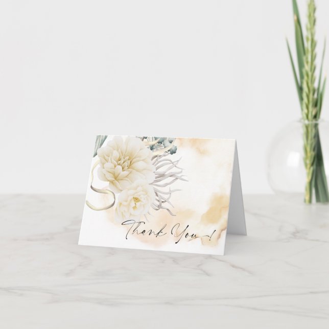 Thank You | BOHO Watercolor Cream Yellow Peony (Front)
