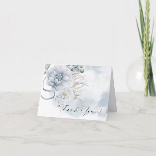 Thank You BOHO Watercolor Dusty Blue Peony Card