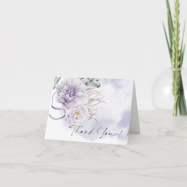 Thank You | BOHO Watercolor Lilac Peony Card (Front)
