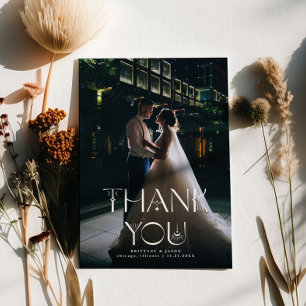 Thank You Boho Wedding Vertical Photo Card