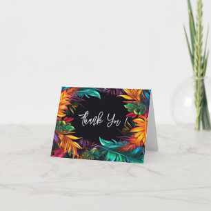 Thank You Bold Neon Tropical Foliage Note Card