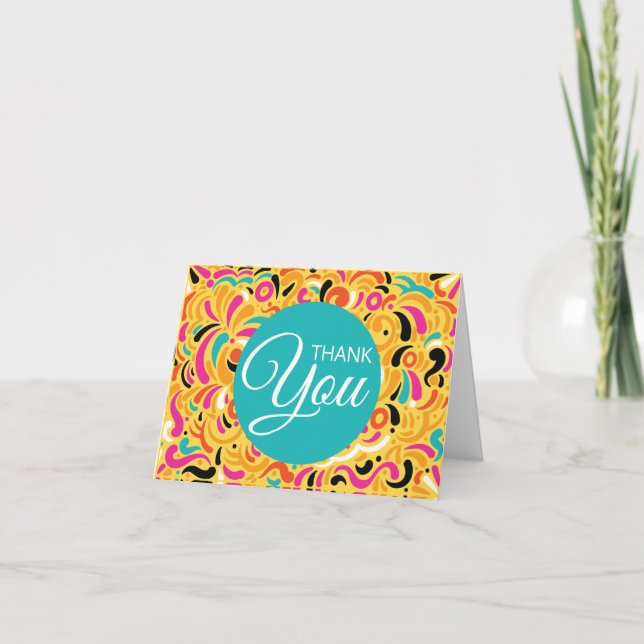 Thank You Boldy Coloured Abstract Card (Front)