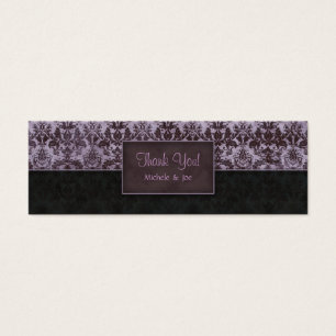 Thank You Bookmark Damask Purple Black