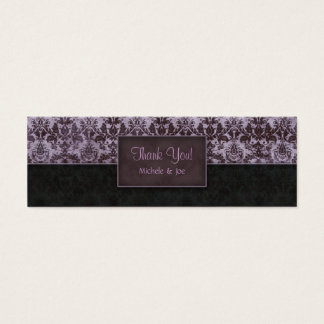 Thank You Bookmark Damask Purple Black