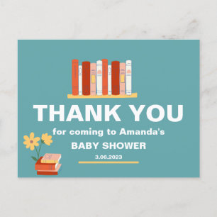 Thank you Books and Flower Baby Shower Postcard