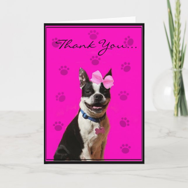 Thank You Boston Terrier Greeting Card (Front)