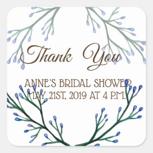 Thank you, Botanical Bridal Shower Stickers