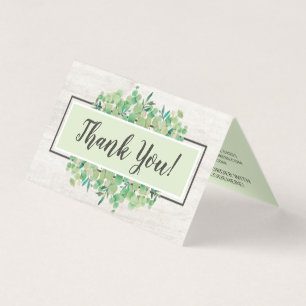 Thank You Botanical Greenery Eucalyptus Wood Card