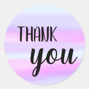 Thank You Bouncy Brush Lettering Watercolor Wash Classic Round Sticker