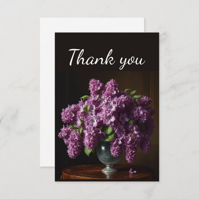 Thank You Bouquet Spring Flowers Lilac Mauve  (Front/Back)