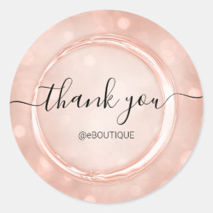 Thank You Boutique Shop Business Name Rose Classic Round Sticker