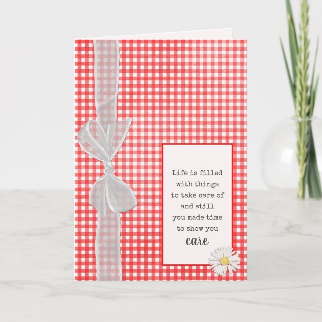Thank You Bow on Gingham Card (Front)