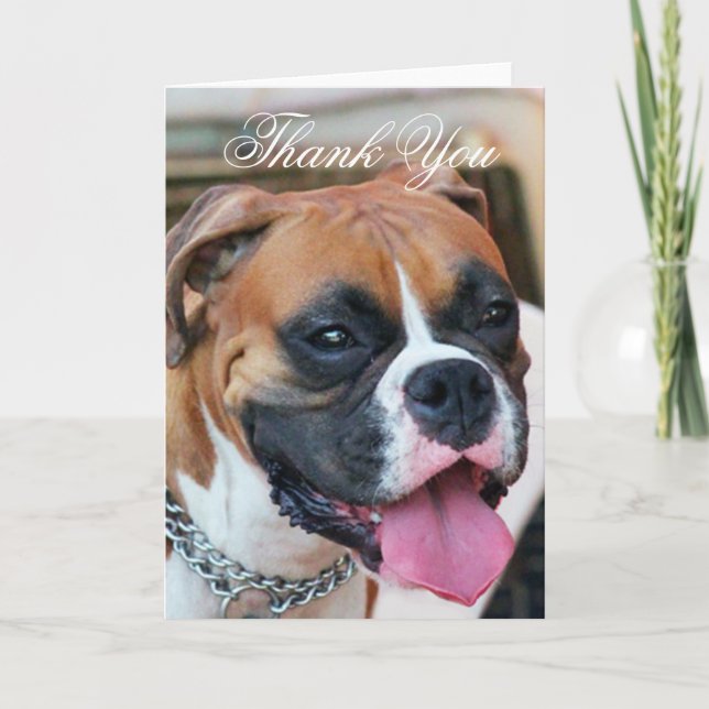 Thank You Boxer dog greeting card (Front)