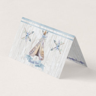 Thank You | Boy Baby Blue Shower Boho Chic Teepee Business Card