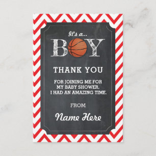 Thank You BOY Basketball Cards Chalk Red Chevron