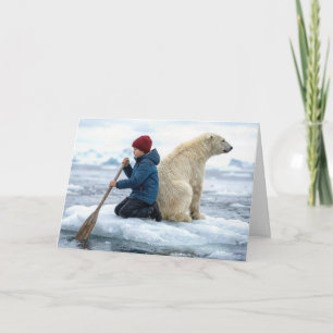 Thank You Boy on Ice Rescuing a Polar Bear Card