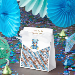 Thank You Boy's Teddy Bear Baby Shower Favour Box