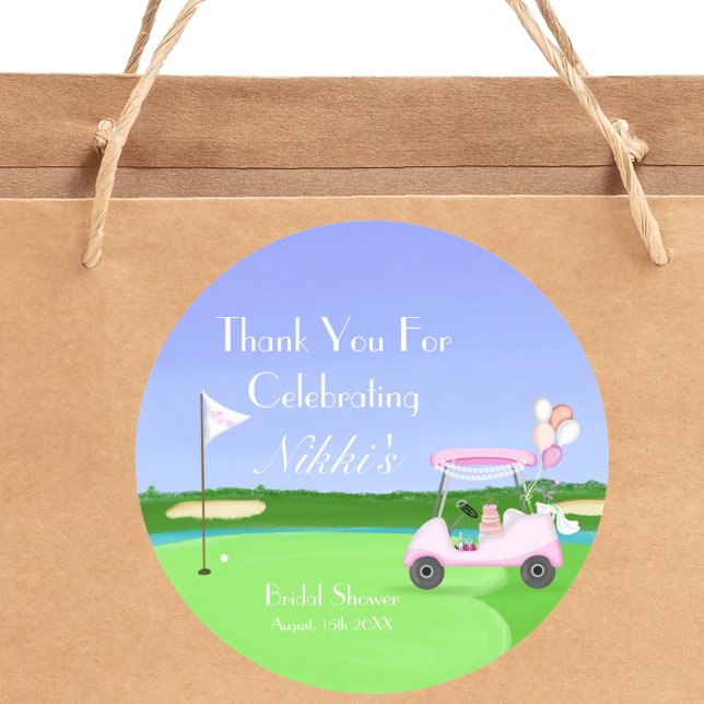 Thank You Bridal Golf Bridal Shower Brunch  Classic Round Sticker (Creator Uploaded)