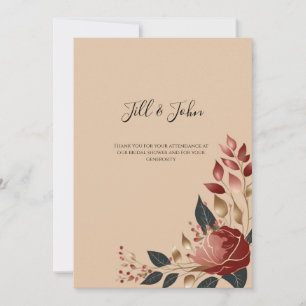 Thank you Bridal Shower Card Modern Rose