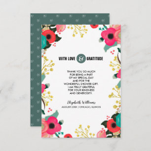 Thank You Bridal Shower Modern Floral Card