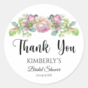 Thank You Bridal Shower Roses Sticker