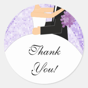 Thank You Bridal Shower Sticker Bride Groom Purple