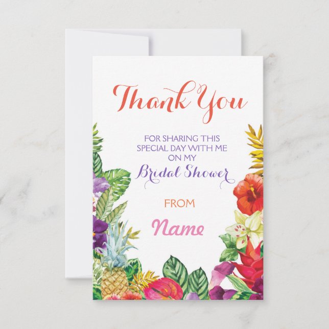 Thank You Bridal Shower Tiki Aloha Luau Cards (Front)