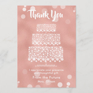 Thank You Bridal Shower Wedding Cake Rose Gold Card