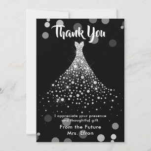 Thank You Bridal Shower Wedding Dress Card