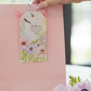 Thank You Bridal Shower Whooping Crane Anemones Gift Tags