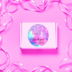 Thank You Bridal Sweet16th Glitter Holograph Drips Classic Round Sticker