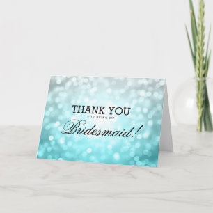 Thank You Bridesmaid Beach Ombre Glitter Lights Card