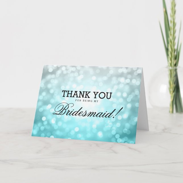 Thank You Bridesmaid Beach Ombre Glitter Lights Card (Front)