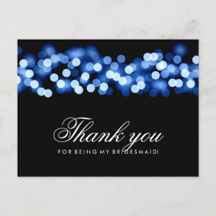 Thank You Bridesmaid Blue Hollywood Glam Postcard