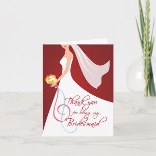 Thank you Bridesmaid - Burgundy Red Card