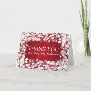 Thank You Bridesmaid Dazzling Stars Red Card
