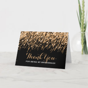 Thank You Bridesmaid Falling Stars Gold Card
