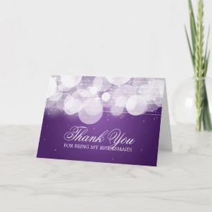 Thank You Bridesmaid Glow & Sparkle Purple Card