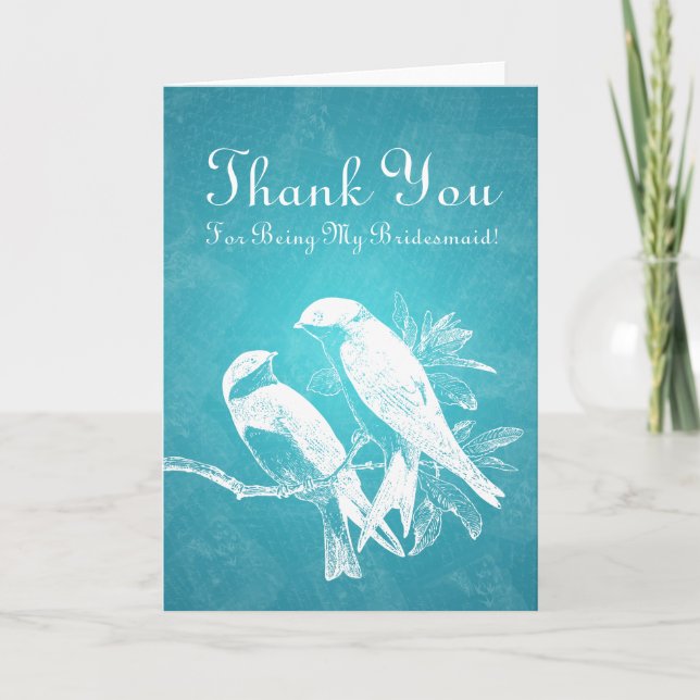 Thank You Bridesmaid Love Birds Blue (Front)