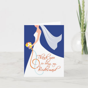 Thank you Bridesmaid - Navy Blue 3 Card