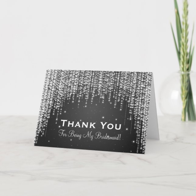Thank You Bridesmaid Night Dazzle Black Card (Front)