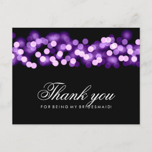 Thank You Bridesmaid Purple Hollywood Glam Postcard