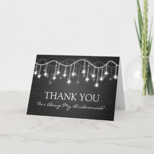 Thank You Bridesmaid Shimmering Stars Black Card