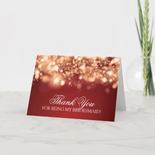 Thank You Bridesmaid Sparkling Lights Gold Card