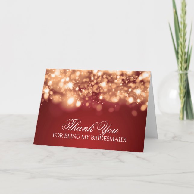 Thank You Bridesmaid Sparkling Lights Gold Card (Front)
