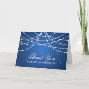 Thank You Bridesmaid Sparkling String Blue Card