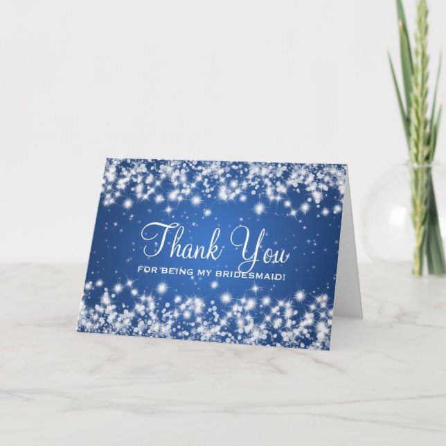 Thank You Bridesmaid Winter Sparkle Blue (Front)