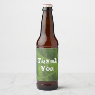 Thank You Bright Green Leaf Photo Appreciation Beer Bottle Label