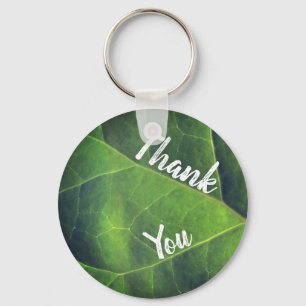 Thank You Bright Green Leaf Photo Appreciation Key Ring