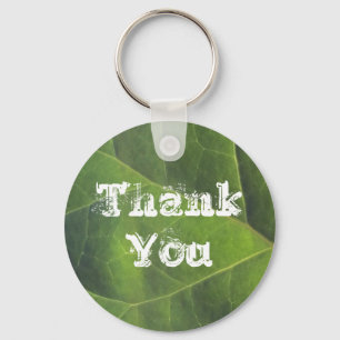 Thank You Bright Green Leaf Photo Appreciation Key Ring